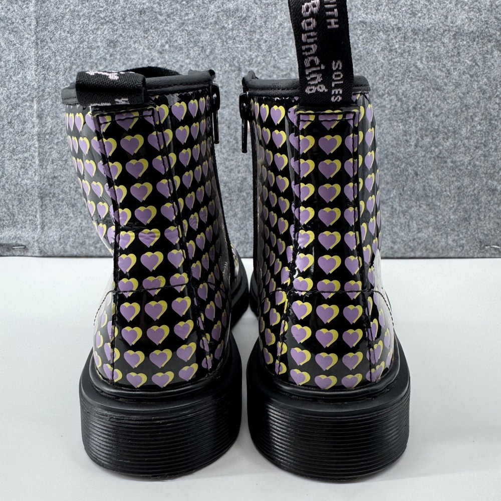 Dr. Martens 1460 J Boots Womens 5 Black Purple Yellow Heart Print Patent Leather - Picture 5 of 16